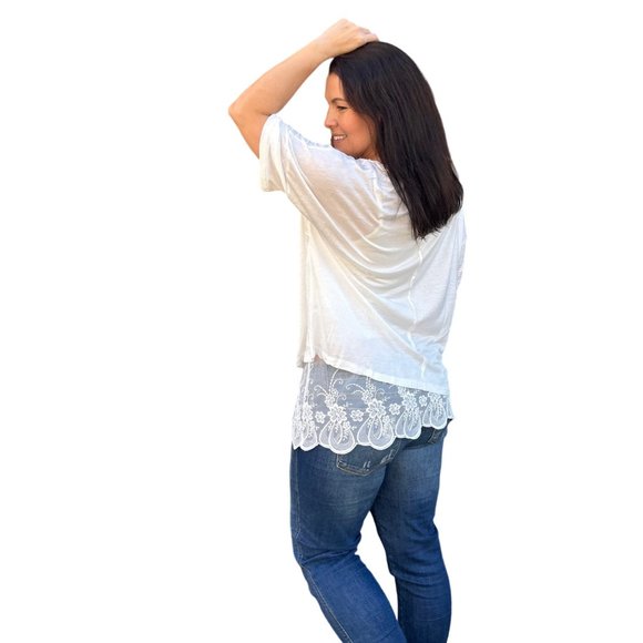 Culture Code White Crew Neck Exposed Yoke Seam Short Sleeve Boxy Top CAY1646 - Picture 5 of 6